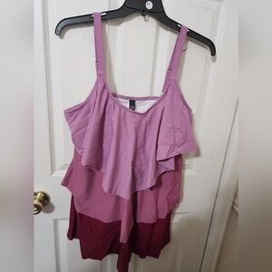 BloomChic Pink Layered Swim Top Size 3x
